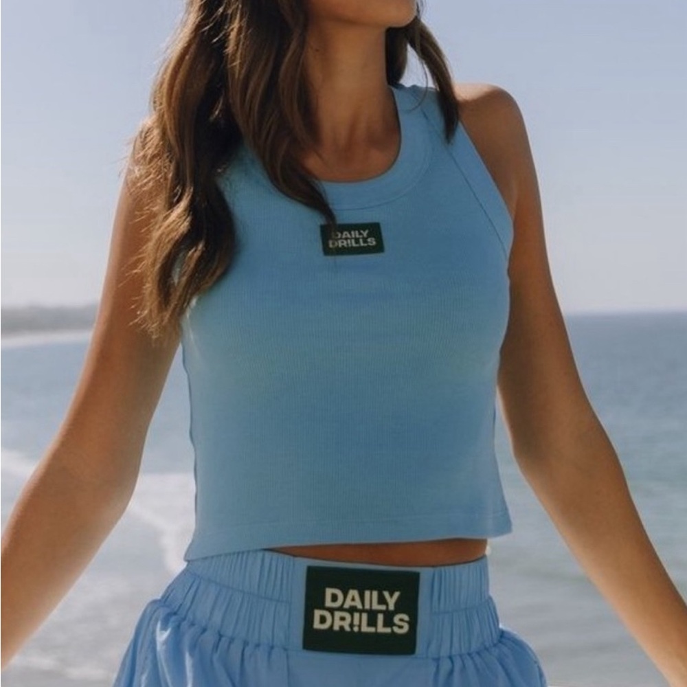 Daily drills ribbed logo tank light blue size M/L
